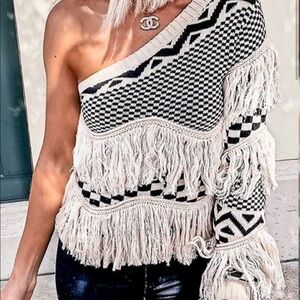 Fringe Off the Shoulder Top